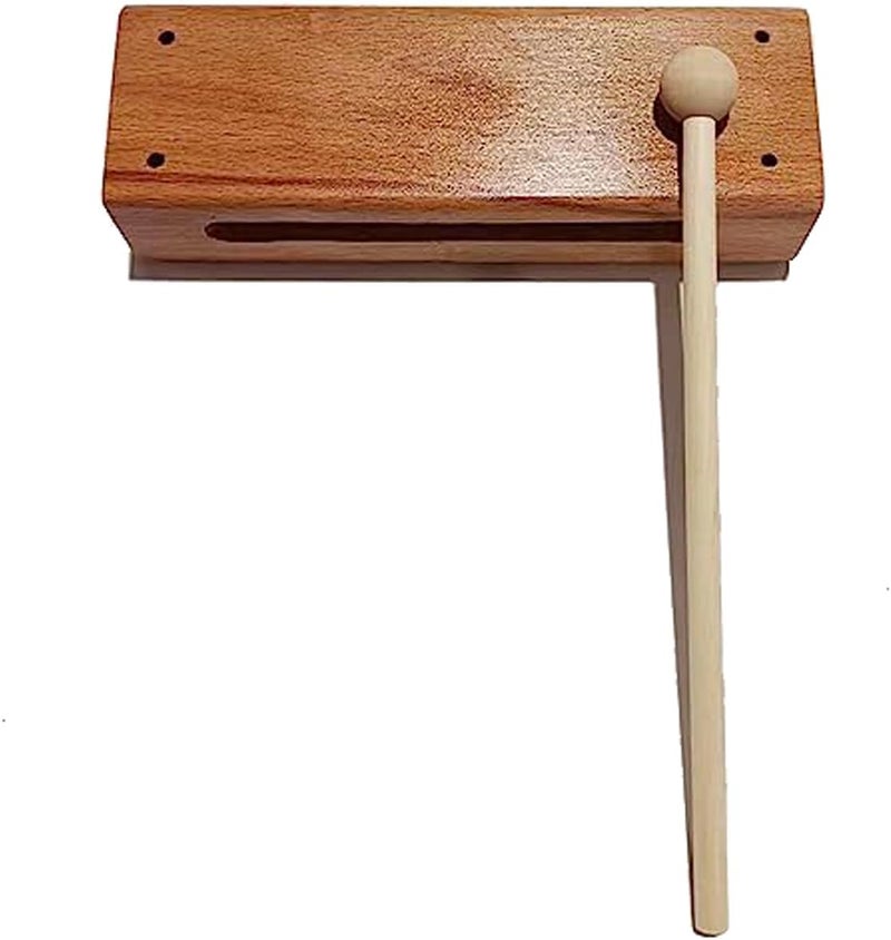 mocrcrel Wood Block Musical Instrument with Mallet Solid Hardwood Percussion Rhythm Blocks,Natural Finish (Wood color) - Image 1